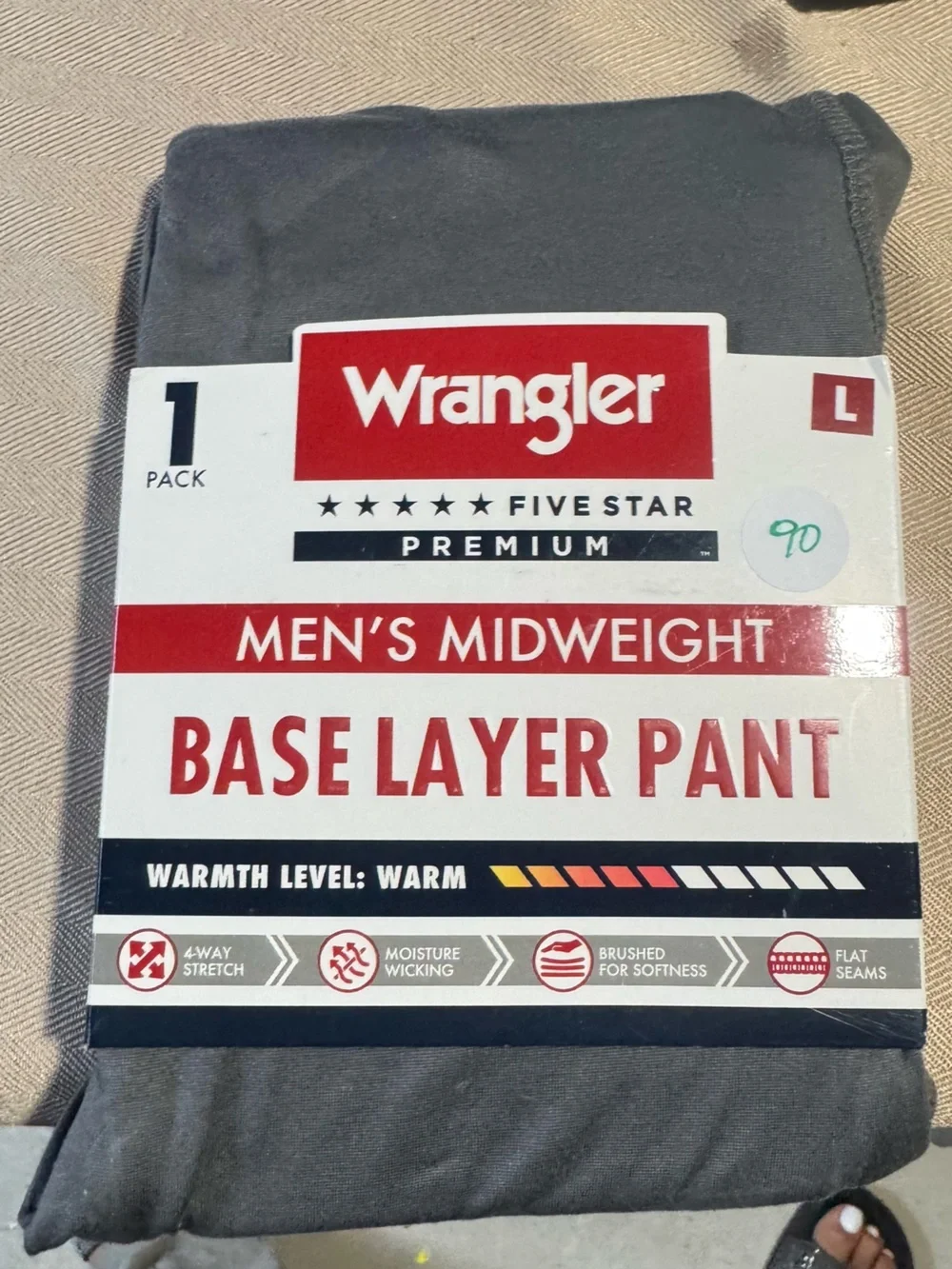 Wrangler Men's Midweight Base Layer Pant - Charcoal Gray‎